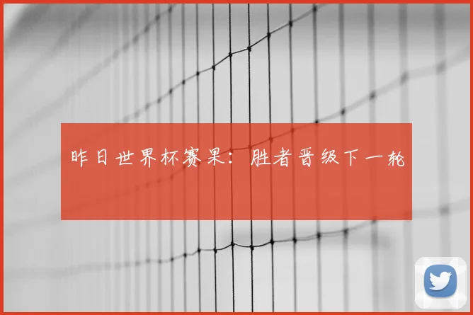 昨日世界杯赛果：胜者晋级下一轮